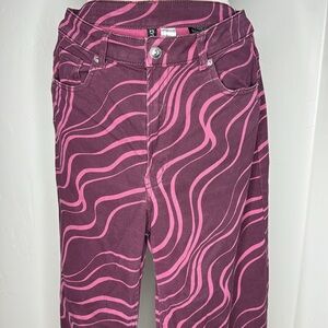 DIVIDED by H&M high-waisted wide leg burgundy swirl jeans Size 10